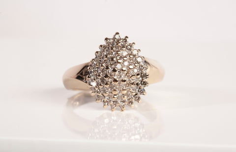 Ladies 10k Yellow Gold .48TCW Single Cut Diamond Cocktail Ring Size 8.25