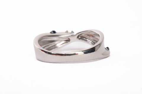 Ladies PT900 Platinum Bypass Sapphire and Diamond Ring