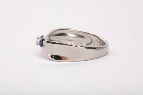 Ladies PT900 Platinum Bypass Sapphire and Diamond Ring