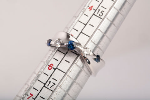 Ladies PT900 Platinum Bypass Sapphire and Diamond Ring