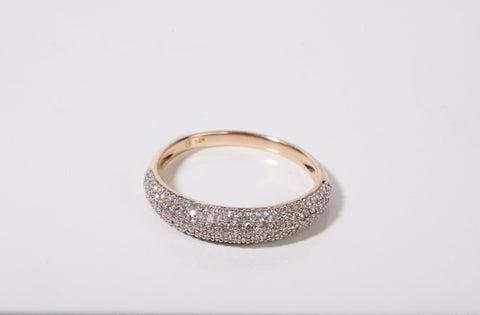 Ladies 14k Two-Tone Pave Diamond Dome Ring Size 7