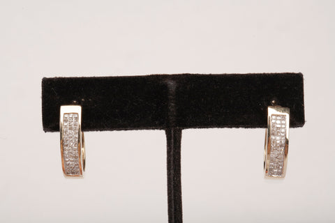 Ladies 14k Yellow Gold Oval Shaped Hoops with Diamond Accents
