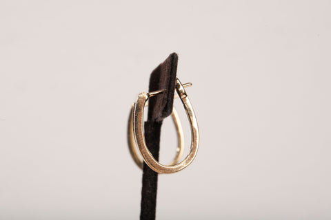 Ladies 14k Yellow Gold Oval Shaped Hoops with Diamond Accents
