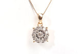 Ladies 14k Yellow Gold Diamond Halo Illusion Setting Cluster Pendant Necklace