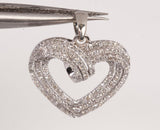 Ladies 10K White Gold Multi Diamond Large Heart Pendant