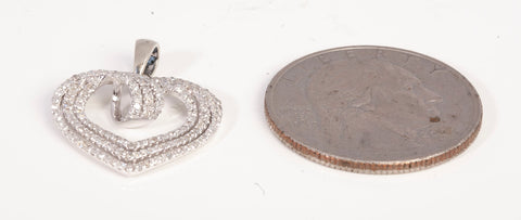 Ladies 10K White Gold Multi Diamond Large Heart Pendant