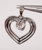 Ladies 10K White Gold Multi Diamond Large Heart Pendant