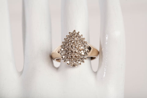 Ladies 10k Yellow Gold .48TCW Single Cut Diamond Cocktail Ring Size 8.25