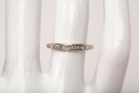 Vintage 14k Two-Tone Channel Set Diamond Wedding Band Size 5"