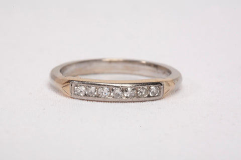 Vintage 14k Two-Tone Channel Set Diamond Wedding Band Size 5"