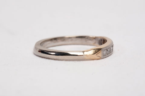 Vintage 14k Two-Tone Channel Set Diamond Wedding Band Size 5"