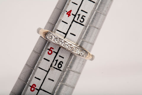 Vintage 14k Two-Tone Channel Set Diamond Wedding Band Size 5"