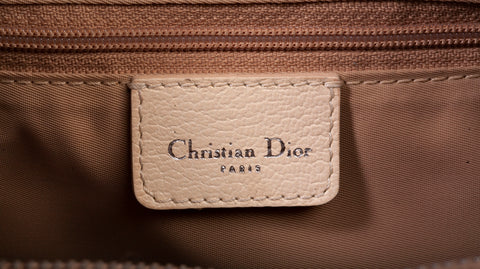 Authentic Christian Dior Beige Embroidered Diorissmo Boston Bag
