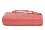 Authentic Christian Dior Coral Small Lady D-Joy Lambskin Cannage Handbag