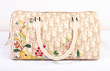 Authentic Christian Dior Beige Embroidered Diorissmo Boston Bag