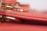 Authentic Christian Dior Coral Small Lady D-Joy Lambskin Cannage Handbag