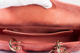 Authentic Christian Dior Coral Small Lady D-Joy Lambskin Cannage Handbag
