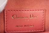 Authentic Christian Dior Coral Small Lady D-Joy Lambskin Cannage Handbag