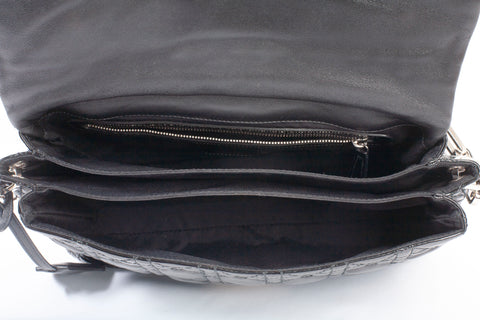 Authentic Christian Dior Patent Cannage New Lock Flap Black