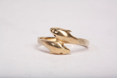 Ladies 14k Yellow Gold Bypass Dolphin Ring