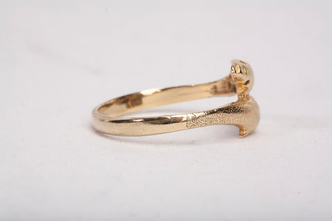 Ladies 14k Yellow Gold Bypass Dolphin Ring