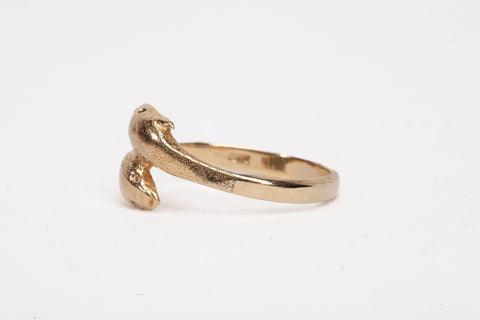 Ladies 14k Yellow Gold Bypass Dolphin Ring