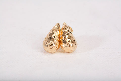 Ladies 18k Yellow Gold Diamond Cut Teardrop Stud Earrings