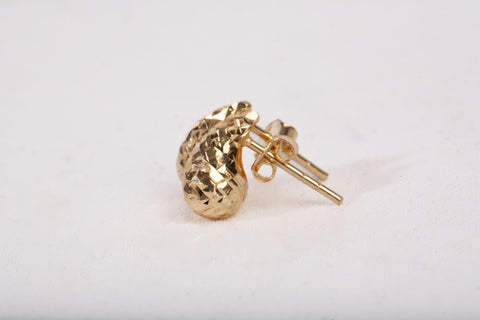 Ladies 18k Yellow Gold Diamond Cut Teardrop Stud Earrings