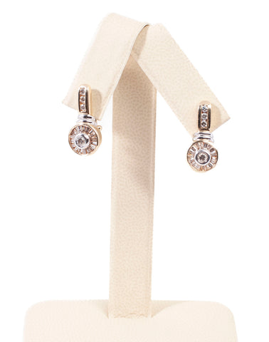 Ladies 14k Yellow Gold Diamond MultiCut Drop Earrings 1.26CTW