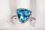 EFFY 14k White Gold Trillion-Cut Blue Topaz and White Diamond Accents Ring