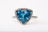 EFFY 14k White Gold Trillion-Cut Blue Topaz and White Diamond Accents Ring