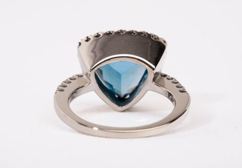 EFFY 14k White Gold Trillion-Cut Blue Topaz and White Diamond Accents Ring