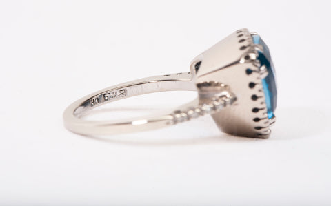 EFFY 14k White Gold Trillion-Cut Blue Topaz and White Diamond Accents Ring
