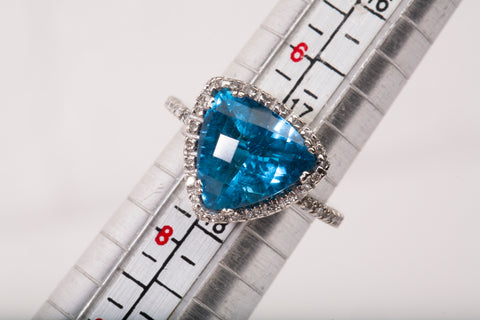 EFFY 14k White Gold Trillion-Cut Blue Topaz and White Diamond Accents Ring