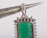 Ladies 18k White Gold Emerald with Diamond Accents Pendant