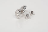 Unisex 18k White Gold Diamond Cut Half Dome Stud Earrings