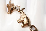 Ladies 14k Yellow Gold Elephant Charm Link Bracelet Size 6.25"