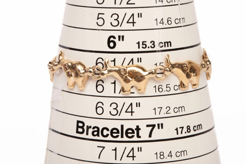 Ladies 14k Yellow Gold Elephant Charm Link Bracelet Size 6.25"
