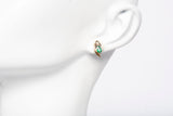 14k Yellow Gold Marquise Cut Emerald & Round Cut Diamond Accent Stud Earrings