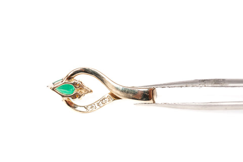 14k Yellow Gold Pear Shaped Emerald & Diamond Accent Pendant