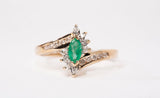 Ladies 10k Yellow Gold Emerald with Diamond Accents Bypass Ring