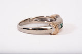 Ladies 14k Two-Tone Channel Set Diamond and Emerald Half Eternity Band