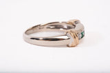 Ladies 14k Two-Tone Channel Set Diamond and Emerald Half Eternity Band