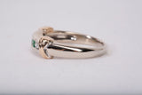 Ladies 14k Two-Tone Channel Set Diamond and Emerald Half Eternity Band