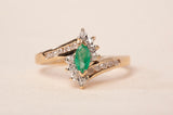 Ladies 10k Yellow Gold Emerald with Diamond Accents Bypass Ring