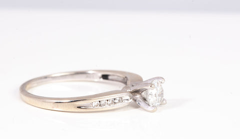 Ladies 14k White Gold Solitare Diamond Engagement Ring .45 CTW