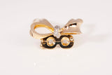 Ladies 14k Yellow Gold Bow Pearl Strand Enhancer w/ Diamonds 0.05CTW