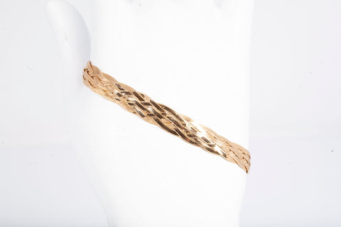 Ladies 14k Yellow Gold Herringbone Braided Bracelet