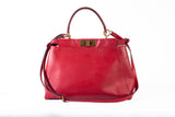 Authentic Fendi Selleria Peekaboo Red Large Satchel Bag