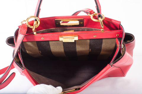 Authentic Fendi Selleria Peekaboo Red Large Satchel Bag